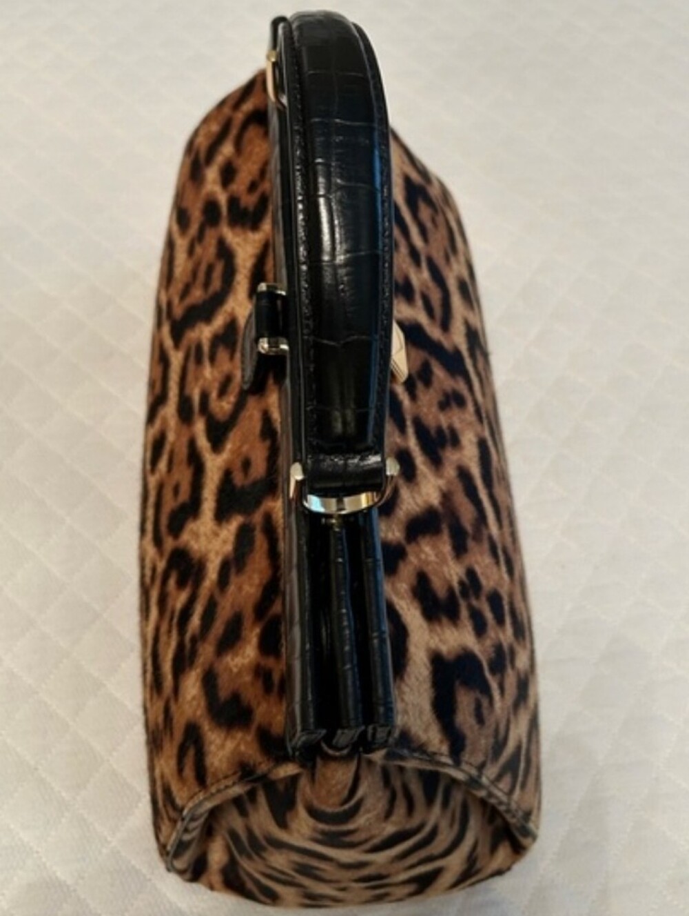 Michael Kors Leopard Print Satchel with Black Trim and Gold Hardware - Picture 5 of 11